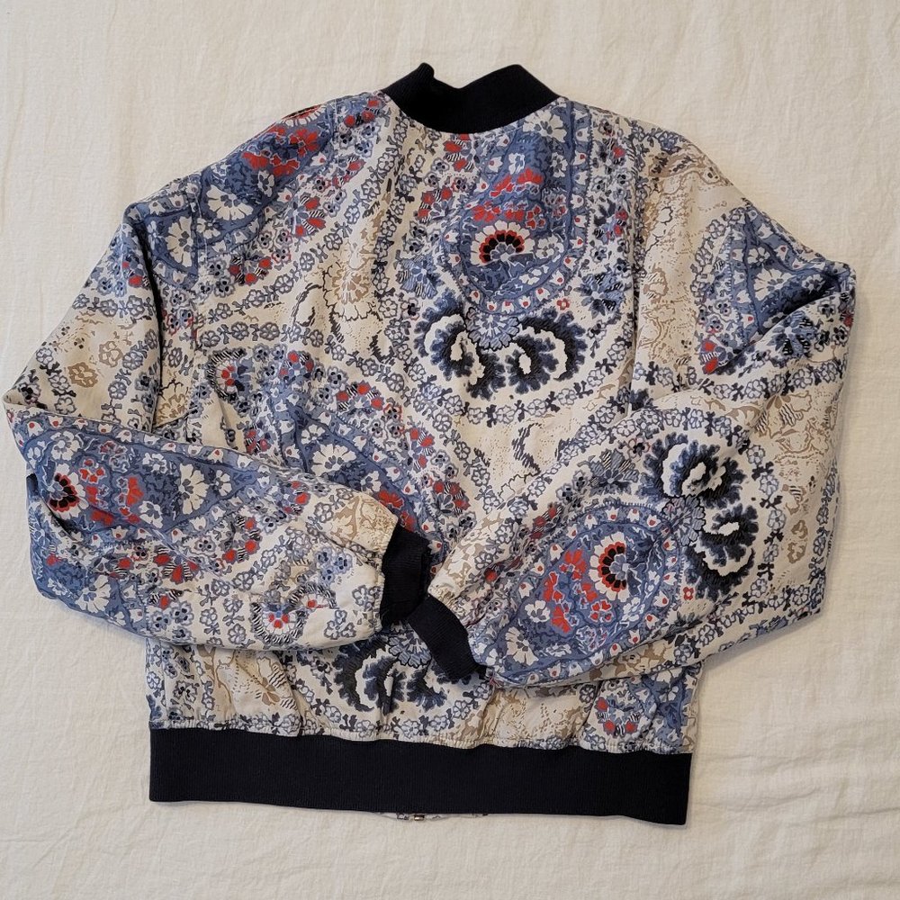 Free People Quilted Bomber Jacket- Blue Paisley Floral NWOT - Picture 7 of 11